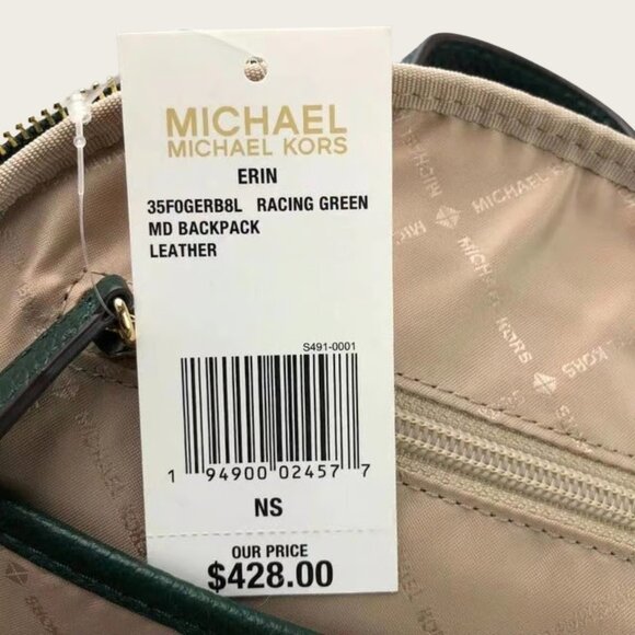 Michael Kors Erin 35F0GERB8L Medium Leather Backpack In Racing Green main image 5